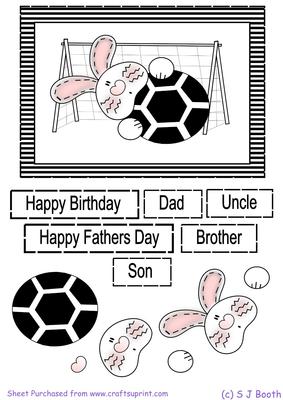 Bunny Catching a Football - Black/white