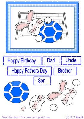 Bunny Catching a Football - Blue/white