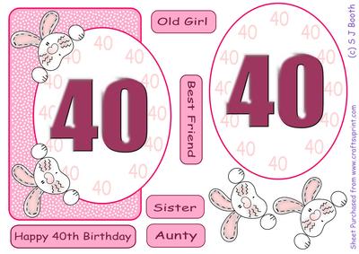 Ladies 40th Birthday Card