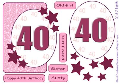 40th Birthday Pink Stars