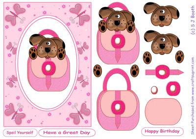 Puppy Patch in a Handbag Card Front