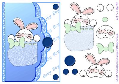 Baby Boy Bunny Boottee Scalloped