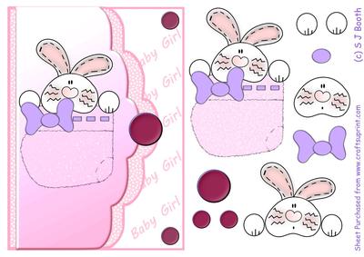 Baby Girl Bunny Boottee Card Front