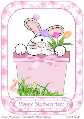 Bunny in a Pot with Flowers Mothers Day