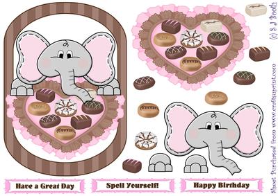 Ellie with Heart and Chocolates Card Front