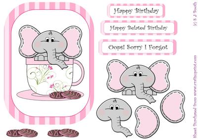 Ellie in a Teacup Birthday Card Front