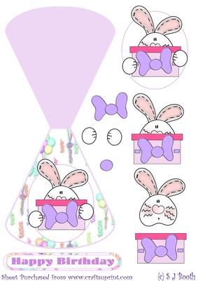 Bunny Gift Birthday Wobble Purple