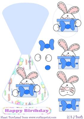 Bunny Birthday Gift Wobble Blue