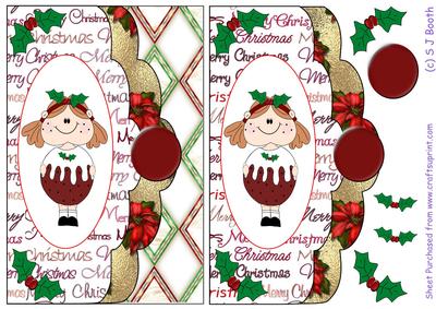 Maggie Xmas Pud Scalloped Card Front