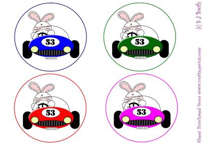 Bunnys in Cars Toppers