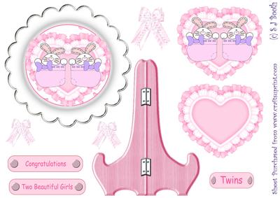 Twin Girls Bunny Boottee Plate