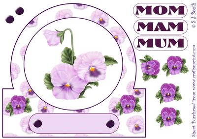 Large Pansy Card Front Mom Mam Mum