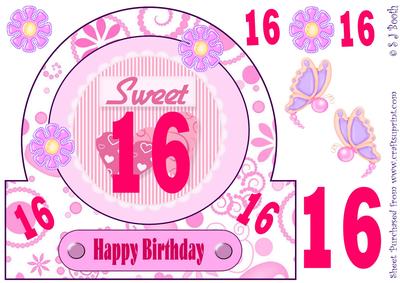 Sweet 16 Happy Birthday Large Card Front