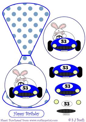 Bunny in Blue Car Wobble