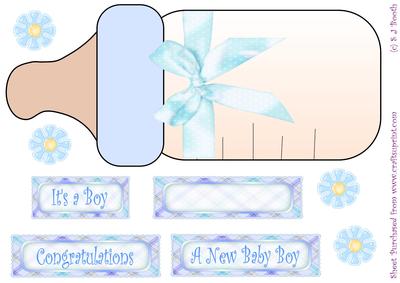 Large Blue Baby Bottle Card Front