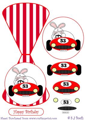 Bunny in a Red Racing Car