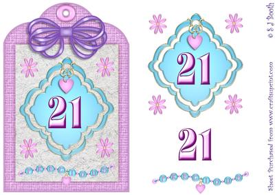 Precious 21 Birthday Tag Card Front