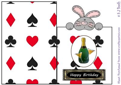 Bunny with Champagne Hearts Clubs Spades
