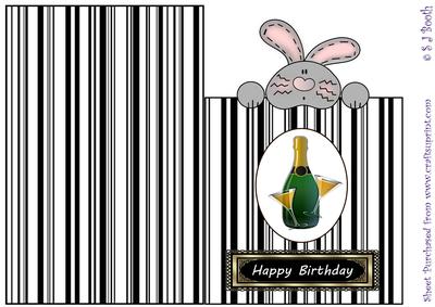 Bunny with Champagne - Black Stripes