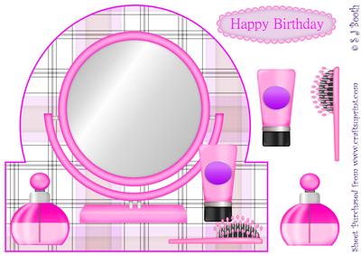 Mirror Shaped Card Front with Accessories Pink