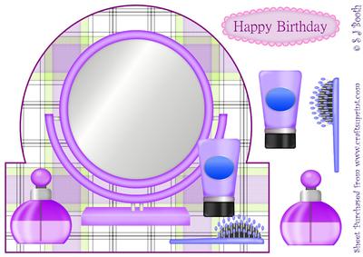 Mirror Shaped Card Front with Accessories, Purple