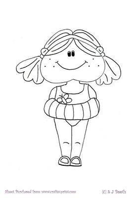 Rubber Ring Swimming Maggie Digital Stamp