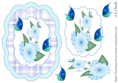 Blue Flowers & Butterflys