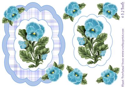 Blue Pansy Shaped Card Front