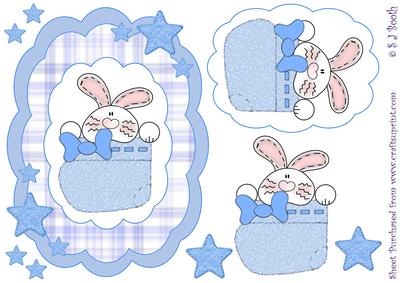 Bunny Boottee Shaped Card Front.