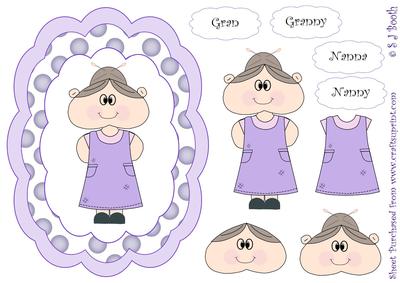 Nanny/gran Shaped Card Front - Purple