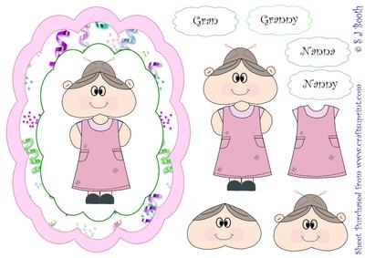 Nanny/gran Shaped Card Front - Pink