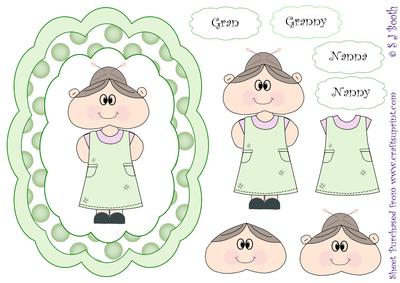 Nanny/gran Shaped Card Front - Green