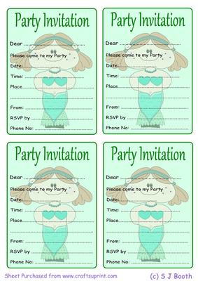 Mermaid Maggie Party Invites
