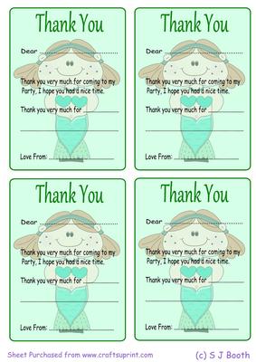 Mermaid Maggie Party Thank You
