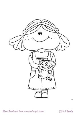 Maggie Holding Bunny Digital Stamp
