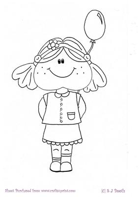 Maggie with Balloons Digital Stamp