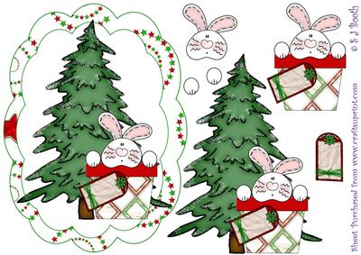 Bunny in a Pot Xmas Card Front