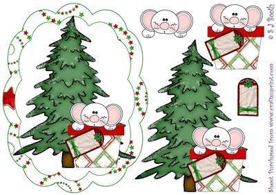Mouse in a Pot Xmas Card Front