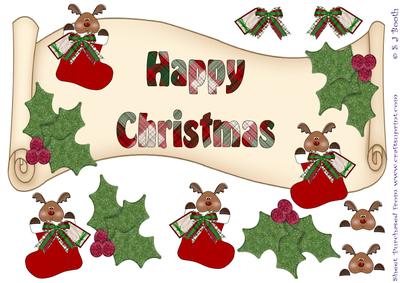 Happy Christmas Reindeer Scroll