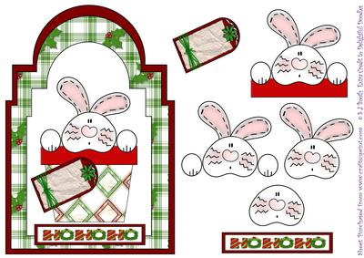 Bunny in a Pot Xmas Shaped Card Front