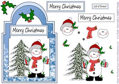 Snowman Shaped Card Front - Blue