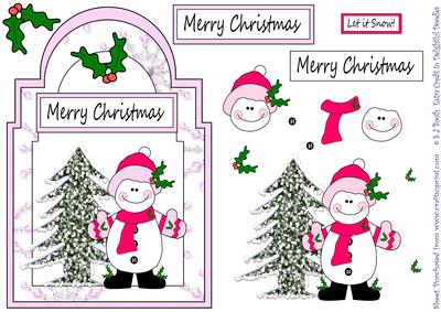 Snowgirl Shaped Card Front - Pink