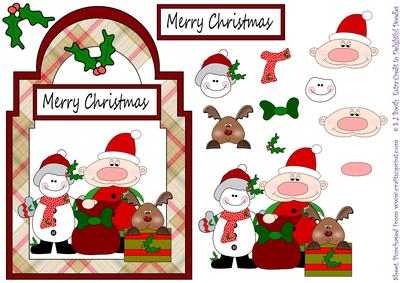 Elf, Reindeer, Snowman Shaped Front - Red