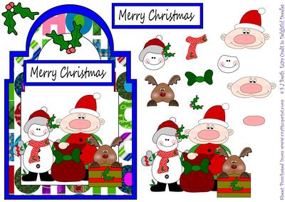 Elf, Reindeer, Snowman Shaped Front - Blue