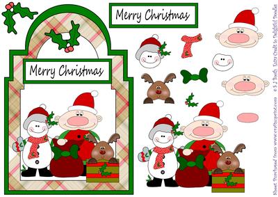 Elf, Reindeer, Snowman Shaped Front - Green