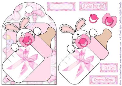 Bunny Baby Girl - Shaped Card Front