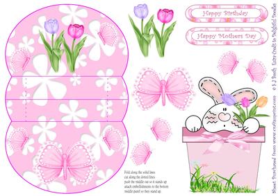 Pot of Bunny Birthday Mothers Day 3D Mini Stepper