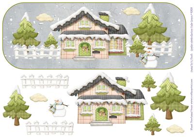 Christmas House and Snowman Step by Step