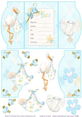 Baby Boy Announcement - Mini Gatefold