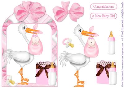Baby Girl Stork Card Front